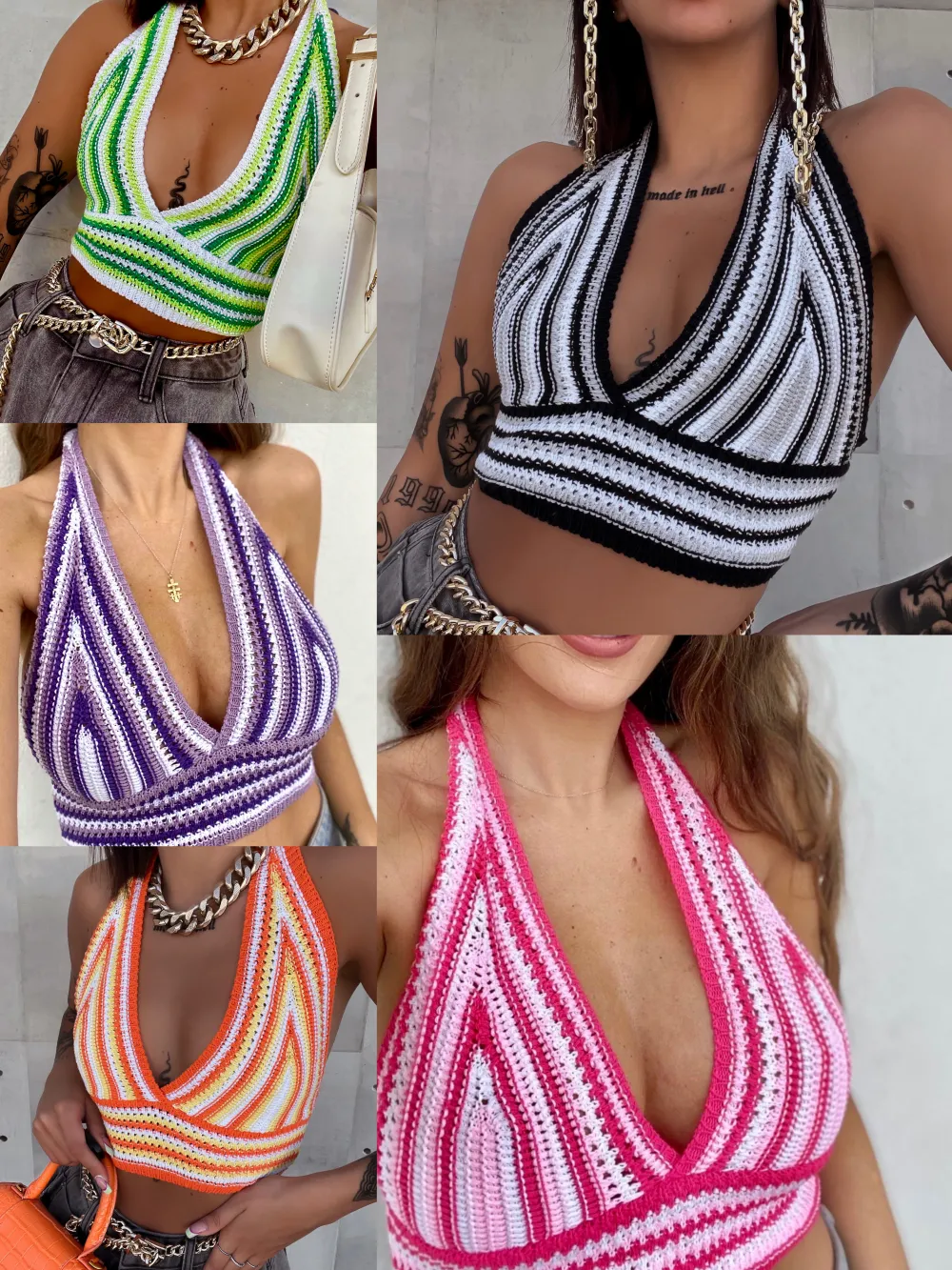 Women's Sleeveless Crop Top (S/M ONE SIZE) ITALIAN FASHION IMPBB23Y225071