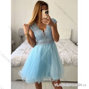 Women's Lace Cotton Short Sleeve Dress (S/M ONE SIZE) ITALIAN FASHION IMM23M7267