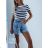 Women's Long Chiffon Short Sleeve Dress (S/M ONE SIZE) ITALIAN FASHION IMWGM23456 dark blue S / M