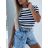 Women's Long Chiffon Short Sleeve Dress (S/M ONE SIZE) ITALIAN FASHION IMWGM23456 dark blue S / M
