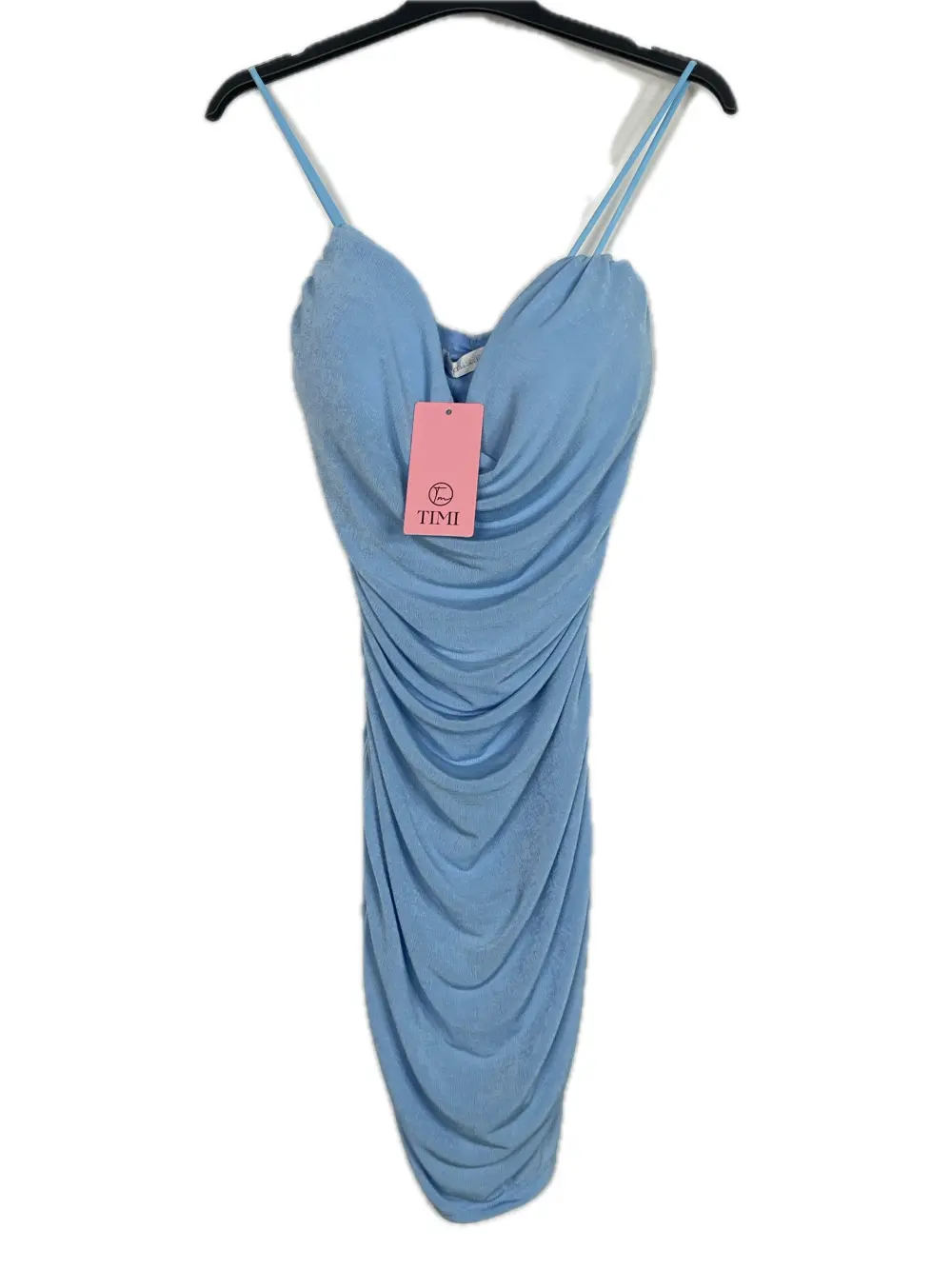 Women's Summer Elegant Sparkly Sequin Strap Dress (S/M ONE SIZE) ITALIAN FASHION IMPBB23O3837 Light blue S / M