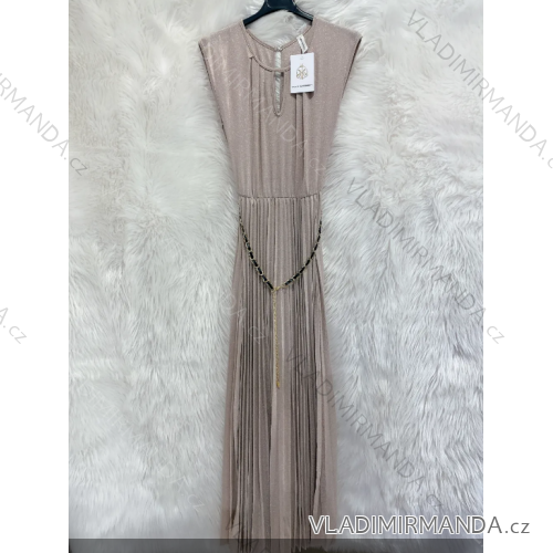 Women's Long Chiffon Short Sleeve Dress (S/M ONE SIZE) ITALIAN FASHION IMWGS231048 S / M pink
