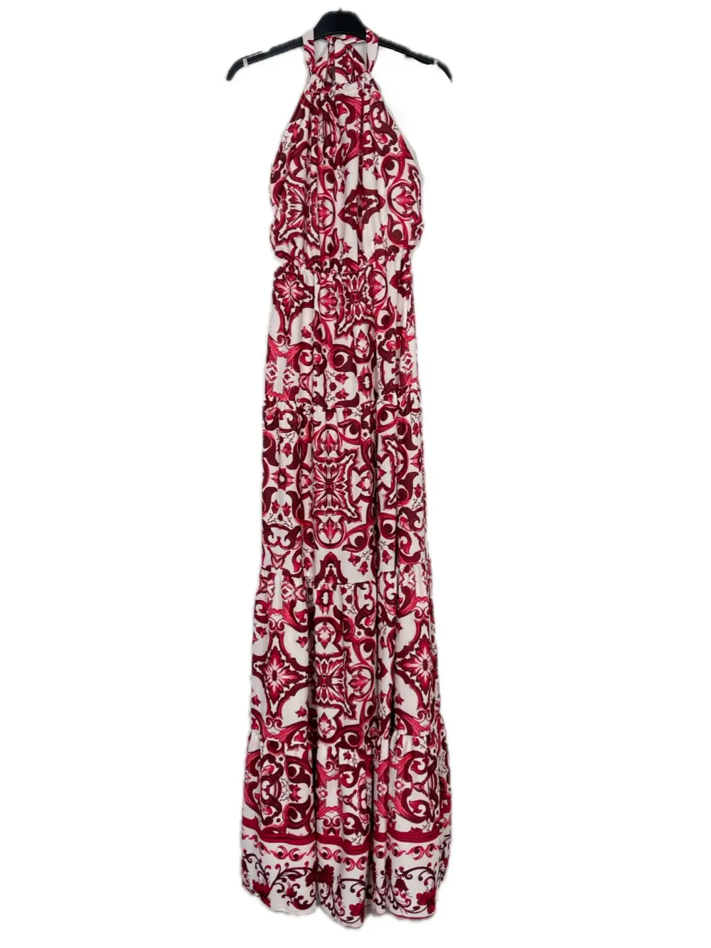 Women's Long Sleeveless Summer Dress (S/M ONE SIZE) ITALIAN FASHION IMPBB243449lx red S / M