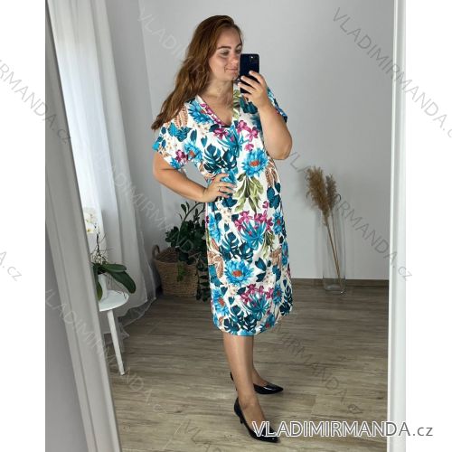 Women's Lace Cotton Short Sleeve Dress (S/M ONE SIZE) ITALIAN FASHION IMM23M7267  pink
