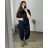 Women's Long Chiffon Short Sleeve Dress (S/M ONE SIZE) ITALIAN FASHION IMWGS231048 48/50 black