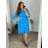 Women's Long Chiffon Short Sleeve Dress (S/M ONE SIZE) ITALIAN FASHION IMWGS231048 -   blue -   56/58