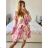 Women's Long Chiffon Short Sleeve Dress (S/M ONE SIZE) ITALIAN FASHION IMWGS231048 S / M pink