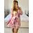 Women's Long Chiffon Short Sleeve Dress (S/M ONE SIZE) ITALIAN FASHION IMWGS231048 S / M pink