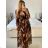 Women's Long Chiffon Short Sleeve Dress (S/M ONE SIZE) ITALIAN FASHION IMWGS231048 S / M Brown