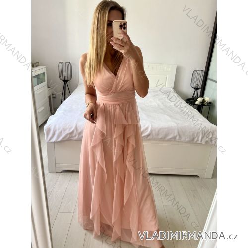 Women's Long Party Elegant Sleeveless Dress (S/M ONE SIZE) ITALIAN FASHION IMPSH2420023