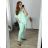 Women's Plus Size Long Pants and Long Sleeve Shirt Set (L/XL/2XL ONE SIZE) POLISH FASHION IMWT23BELLA -   zelená olivová -   56/58