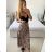 Women's Medium Length Satin Skirt (S/M ONE SIZE) ITALIAN FASHION IMM23UN6886 S / M hnědá gepard