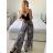 Women's Elegant Belt Long Sleeve Dress (S/M ONE SIZE) ITALIAN FASHION IMM23UN6139 -   hnědá gepard -   M / L