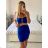 Women's Short Casual Short Sleeve Dress (S/M ONE SIZE) ITALIAN FASHION IMPSH236544 S / M Royal blue