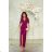 Women's Long Elegant Dress with Wide Straps (SL) FRENCH FASHION FMPEL23VELVET dark pink 42
