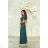Women's Long Elegant Dress with Wide Straps (SL) FRENCH FASHION FMPEL23VELVET dark green 48