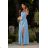 Women's strapless tulle party dress (S/M/L ONE SIZE) ITALIAN FASHION IM923001 beige 40