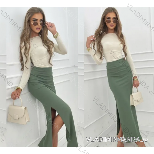Women's long skirt (S/M ONE SIZE) ITALIAN FASHION IMPBB23C10261 -   green khaki -   S / M