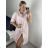 Women's Elegant Glitter Long Sleeve Dress (S/M/L/XL ONE SIZE) ITALIAN FASHION IMBM22010 -   white -   XL/2XL