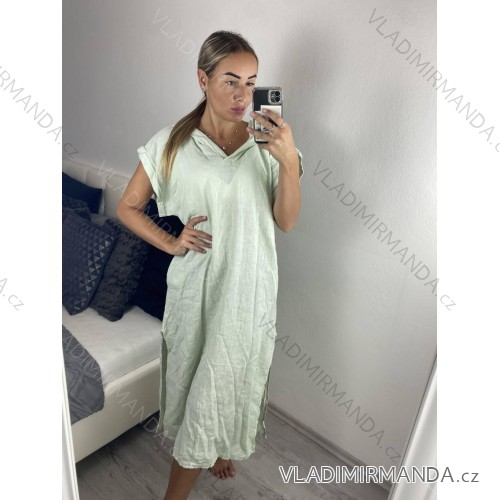 Zippered extended sweatshirt dress long sleeve women (uni m / xl) ITALIAN FASHION IM520351 M-XL pink -   zelená lipová -   XL/2XL