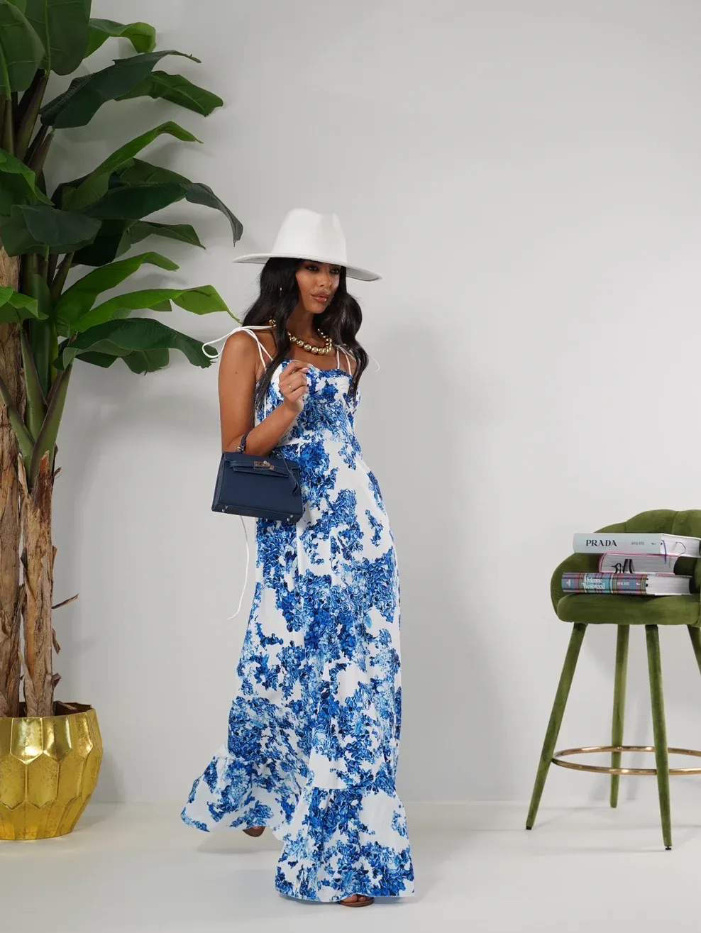 Long summer dress with straps for women (S/M ONE SIZE) ITALIAN FASHION IMPBB23B23745 -   blue -   S / M