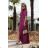 Women's Long Elegant Dress with Wide Straps (SL) FRENCH FASHION FMPEL23VELVET fialová purpurová 38