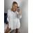 Women's Short Sleeve Crossed Blouse Tunic (M / L ONE SIZE) ITALIAN FASHION IMD22038 L / XL white