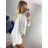 Women's Short Sleeve Crossed Blouse Tunic (M / L ONE SIZE) ITALIAN FASHION IMD22038 L / XL white