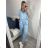 Women's Long Sleeve Hoodie Dress (S / M ONE SIZE) ITALIAN FASHION IMWA216095 -   Light blue -   42-44