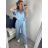 Women's Long Sleeve Hoodie Dress (S / M ONE SIZE) ITALIAN FASHION IMWA216095 -   Light blue -   42-44