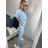 Women's Long Sleeve Hoodie Dress (S / M ONE SIZE) ITALIAN FASHION IMWA216095 -   Light blue -   42-44