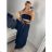 Women's long skirt with belt (S/M/L ONE SIZE) ITALIAN FASHION IM324121 -   dark blue -   M / L
