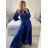 Elegant Long Sleeve Dress Women (S / M.ONE SIZE) ITALIAN FASHION IMM211302 -   modrá královská -   S / M