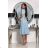 Women's Long Elegant Dress with Wide Straps (SL) FRENCH FASHION FMPEL23VELVET Light blue 38
