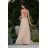 Women's strapless tulle party dress (S/M/L ONE SIZE) ITALIAN FASHION IM923001 beige 40