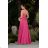 Women's strapless tulle party dress (S/M/L ONE SIZE) ITALIAN FASHION IM923001 růžová fuchsiová 36