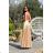 Women's strapless tulle party dress (S/M/L ONE SIZE) ITALIAN FASHION IM923001 beige 42