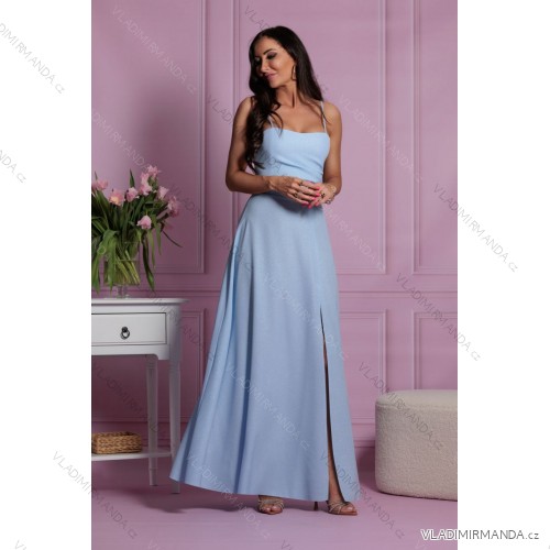 Women's strapless tulle party dress (S/M/L ONE SIZE) ITALIAN FASHION IM923001 Light blue 42