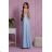 Women's strapless tulle party dress (S/M/L ONE SIZE) ITALIAN FASHION IM923001 Light blue 42