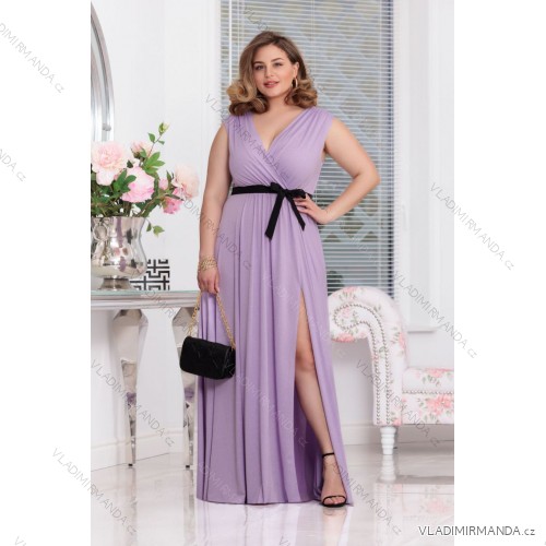 Women's strapless tulle party dress (S/M/L ONE SIZE) ITALIAN FASHION IM923001 light purple 36