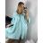 Summer muslin carmen dress for women (48/52 ONE SIZE) ITALIAN FASHION IM424294  white