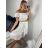 Women's Lace Cotton Short Sleeve Dress (S/M ONE SIZE) ITALIAN FASHION IMM23M7267 S / M white