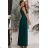 Women's strapless tulle party dress (S/M/L ONE SIZE) ITALIAN FASHION IM923001 dark green 36