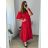 Women's Long Sleeve Shirt Dress (S/M ONE SIZE) ITALIAN FASHION IMWD232607 -   red -