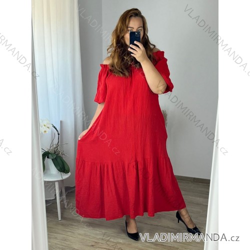 Women's Long Sleeve Shirt Dress (S/M ONE SIZE) ITALIAN FASHION IMWD232607 -   red -