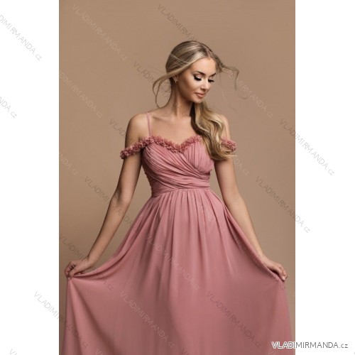 Women's Long Elegant Strapless Party Dress (SL) FRENCH FASHION FMPEL23DORIANE -   pink -   M
