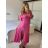 Šaty elegantní krátké dlouhý rukáv dámské (S/M ONE SIZE) ITALSKÁ MÓDA IMWC217235 S / M pink