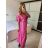 Šaty elegantní krátké dlouhý rukáv dámské (S/M ONE SIZE) ITALSKÁ MÓDA IMWC217235 S / M pink