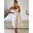 Women's Summer Boho Lace Strapless Dress (S/M ONE SIZE) ITALIAN FASHION IMPEM231202 S / M white