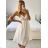Women's Summer Boho Lace Strapless Dress (S/M ONE SIZE) ITALIAN FASHION IMPEM231202 S / M white